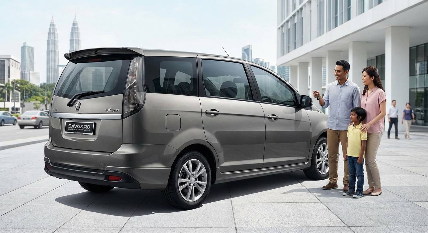Tinted Kereta Exora: Pilih SAVGARD di KL 34 Stylish Proton Exora with dark tinted windows parked in urban Kuala Lumpur