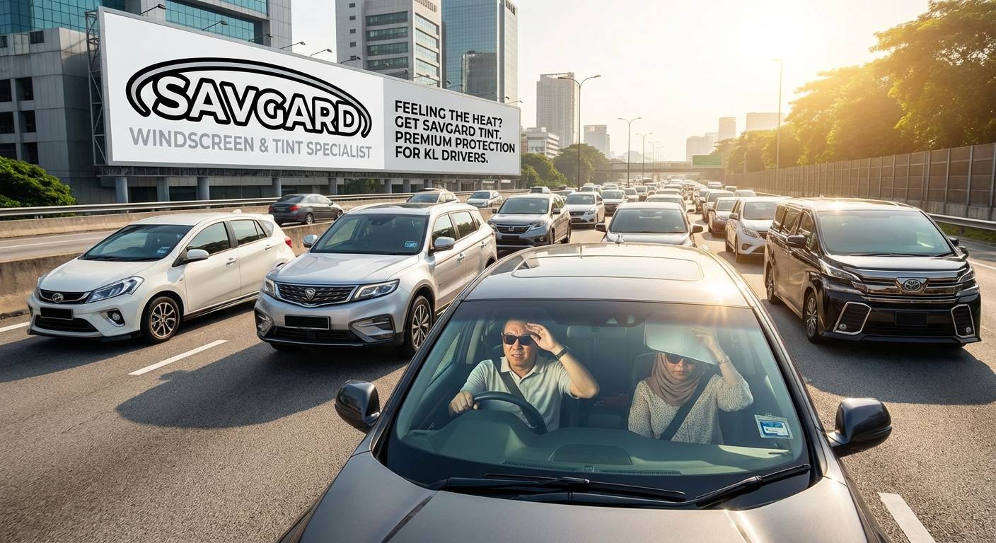 Best Window Tint Film Near Me in Kuala Lumpur 31 A bright sunny day in Kuala Lumpur showing heavy traffic and strong sunlight, highlighting the need for window tint film.