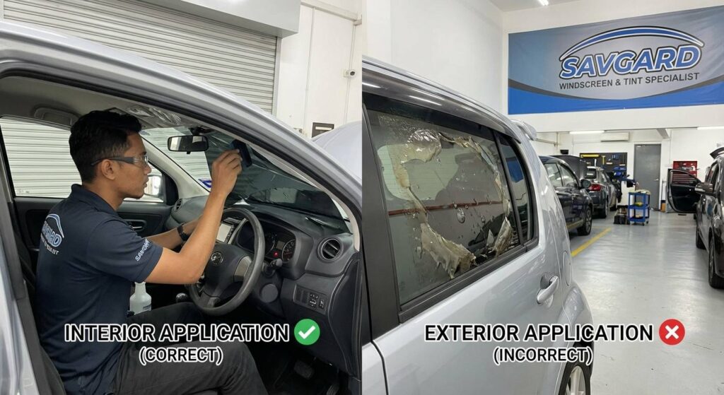 Does Window Tint Go Inside or Outside? A Guide by SAVGARD 7 does window tint film go on the inside or outside1